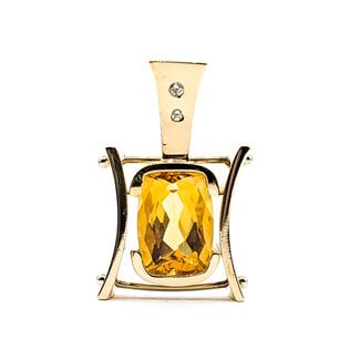 Pendant Slide Custom Design .04ct Round Diamonds 6.5ct Citrine 14ky 1.25x.8" 17.9g 126010004