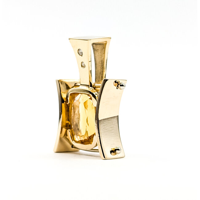 Pendant Slide Custom Design .04ct Round Diamonds 6.5ct Citrine 14ky 1.25x.8" 17.9g 126010004