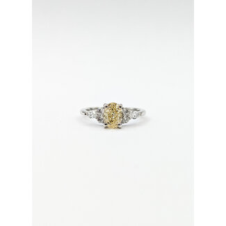 Ring Engagement 7-Across 1.05ct Oval Yellow Lab Grown Diamond IGI: 644418046 .50ctw Diamonds 18kw 1.8mm Sz6 2.95g 125100048