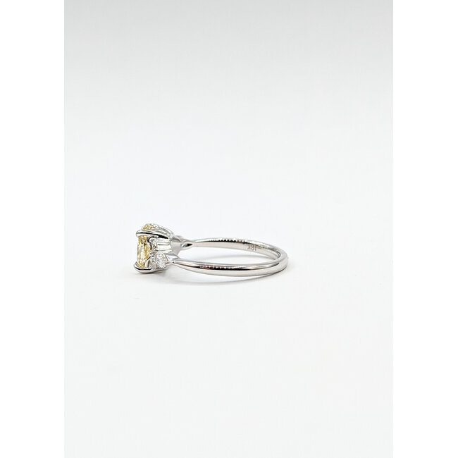 Ring Engagement 7-Across 1.05ct Oval Yellow Lab Grown Diamond IGI: 644418046 .50ctw Diamonds 18kw 1.8mm Sz6 2.95g 125100048