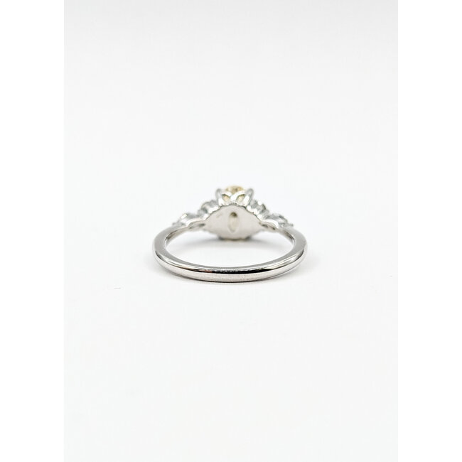 Ring Engagement 7-Across 1.05ct Oval Yellow Lab Grown Diamond IGI: 644418046 .50ctw Diamonds 18kw 1.8mm Sz6 2.95g 125100048