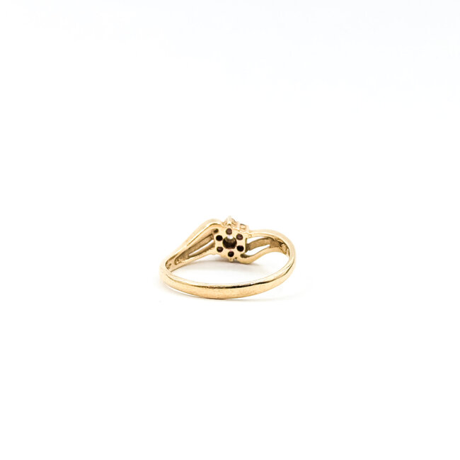 Ring Flower .02ctw Round Diamonds .06ctw Rubies K14YG 8mm 2.4g 126010041