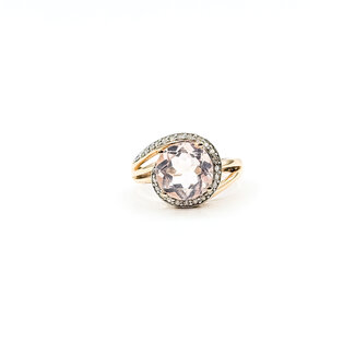 Ring Bypass Halo .12ctw Round Diamonds 3.5ct Pink Quartz 14kr 3mm Sz7 3.93g 226020008