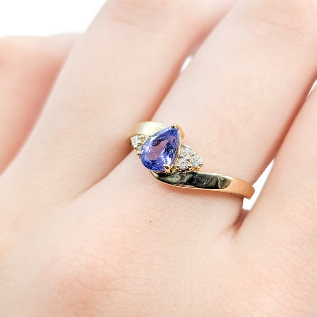 Ring Bypass .10ctw Round Diamonds .60ct Purple Tanzanite 14ky 2.5mm Sz7 2.54g 226020004