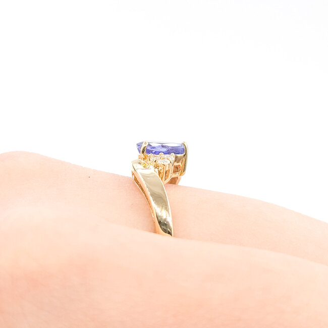 Ring Bypass .10ctw Round Diamonds .60ct Purple Tanzanite 14ky 2.5mm Sz7 2.54g 226020004