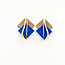 Earrings Double Square Stud 12x12mm Blue Lapis 14ky 1x.75" 4.5g 226012005