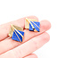 Earrings Double Square Stud 12x12mm Blue Lapis 14ky 1x.75" 4.5g 226012005