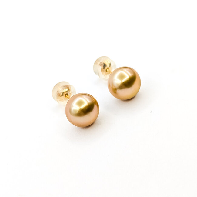 Earrings Stud 9.5mm Golden Pearl K18YG 9.5mm 2.89g 126010040