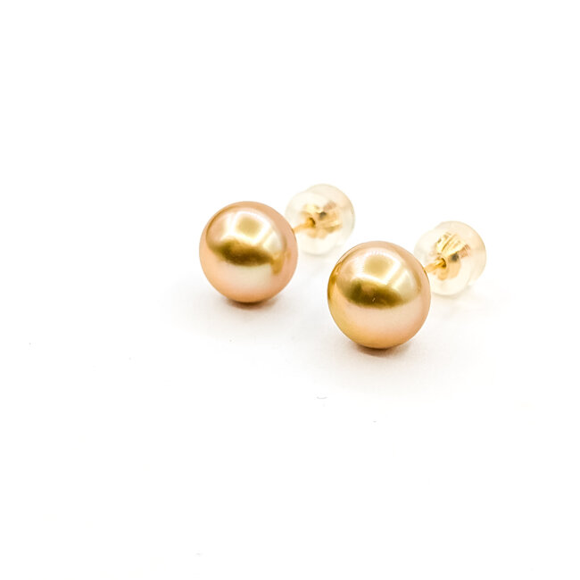 Earrings Stud 9.5mm Golden Pearl K18YG 9.5mm 2.89g 126010040