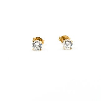 Earrings Stud Friction Back 1.00ctw Round Diamonds 14ky 7.2x5mm 1.09g 126010008