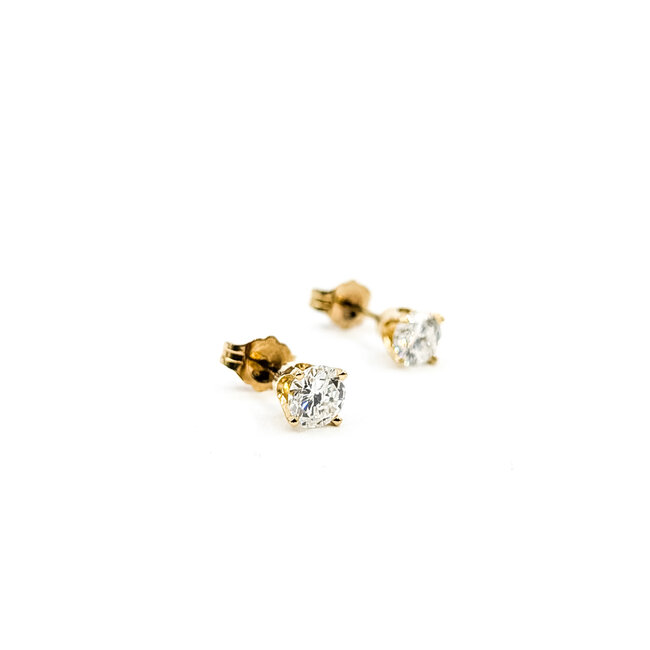 Earrings Stud Friction Back 1.00ctw Round Diamonds 14ky 7.2x5mm 1.09g 126010008
