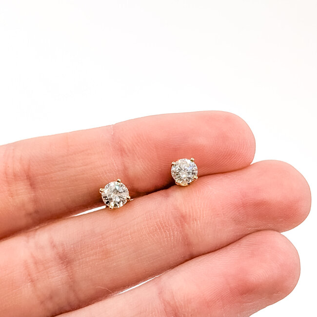 Earrings Stud Friction Back 1.00ctw Round Diamonds 14ky 7.2x5mm 1.09g 126010008