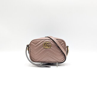 Camera Bag Gucci Marmont Matelasse Calfskin Pink Beige Leather 125115074