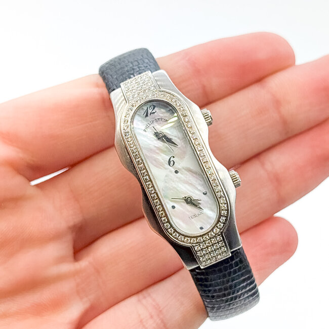 Phillip Stein MOP .05ctw Natual Diamonds 40mm Stainless Steel 8" Box and Papers 226016601