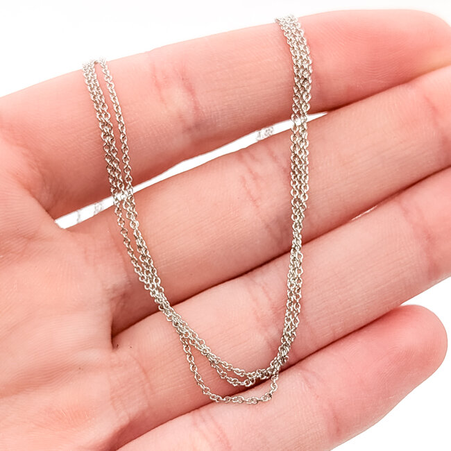 Necklace Chain Link 3 Strand 14kw 1.3mm 16.5" 3.85g 126012001