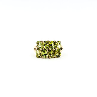 Ring 2-Row 4ctw Green Peridot 10ky 2mm Sz7 3.19g 226020007