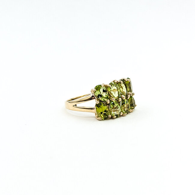 Ring 2-Row 4ctw Green Peridot 10ky 2mm Sz7 3.19g 226020007