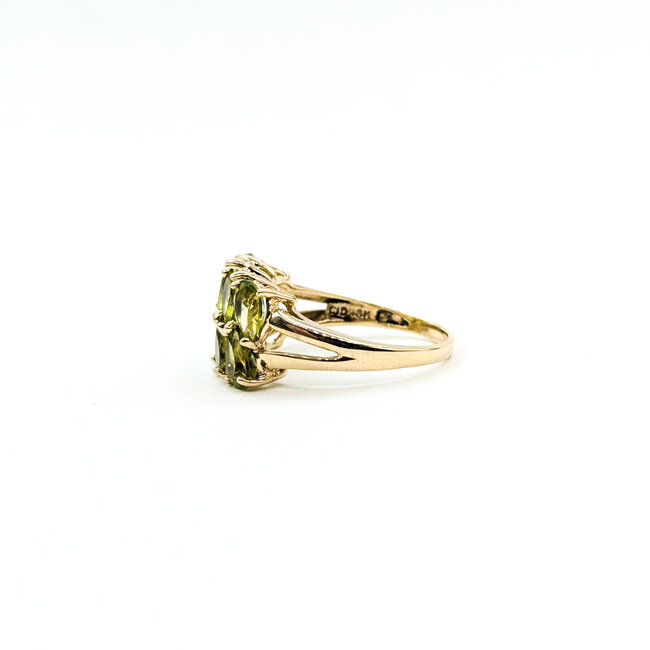 Ring 2-Row 4ctw Green Peridot 10ky 2mm Sz7 3.19g 226020007