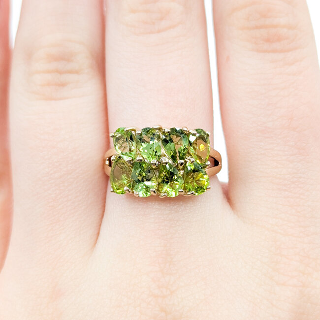 Ring 2-Row 4ctw Green Peridot 10ky 2mm Sz7 3.19g 226020007
