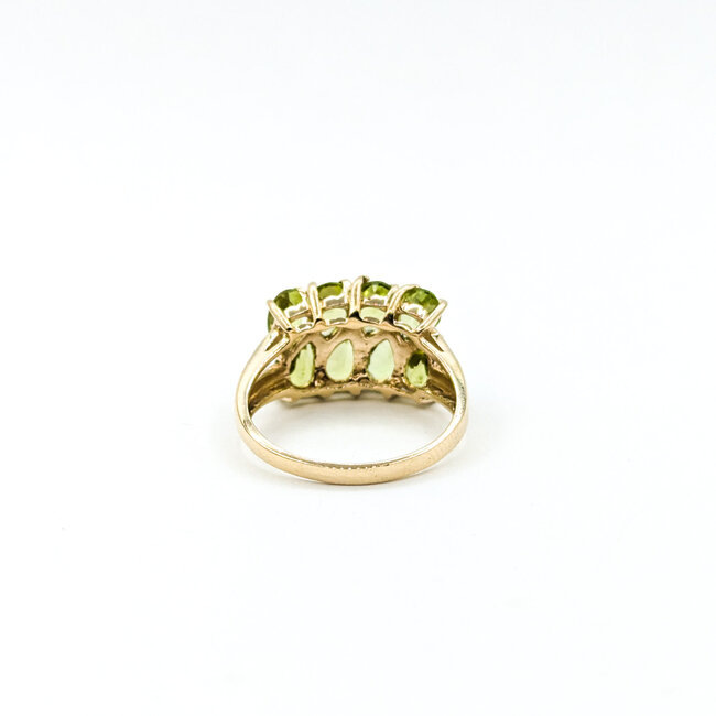 Ring 2-Row 4ctw Green Peridot 10ky 2mm Sz7 3.19g 226020007