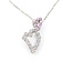 Pendant Double Heart W/Chain .89ctw Round Diamonds .25ctw Pink Sapphire pt900 23x12mm 15-17.5" 5.65g 126020029