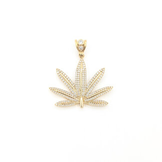 Pendant Flower Leaf CZ Stones 10ky 1.5x1.5" 7.45g 126020025