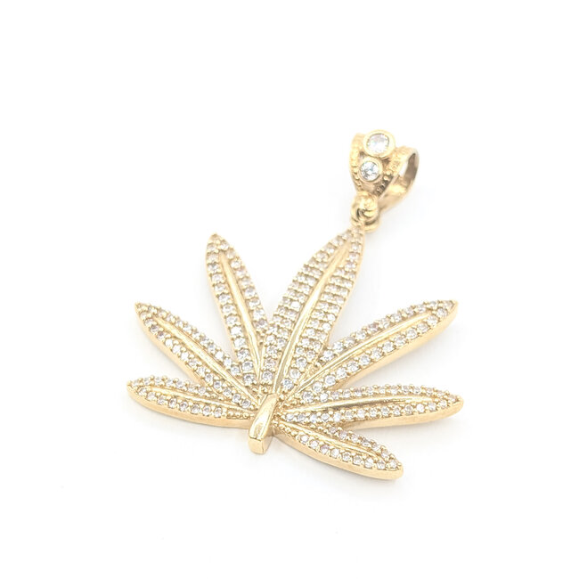 Pendant Flower Leaf CZ Stones 10ky 1.5x1.5" 7.45g 126020025