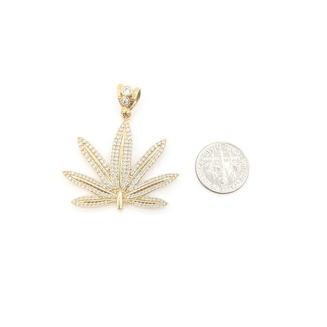 Pendant Flower Leaf CZ Stones 10ky 1.5x1.5" 7.45g 126020025