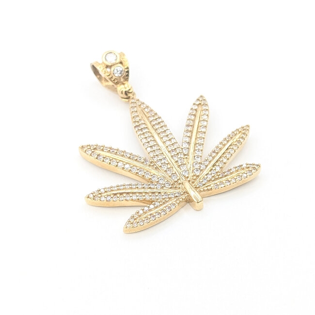 Pendant Flower Leaf CZ Stones 10ky 1.5x1.5" 7.45g 126020025