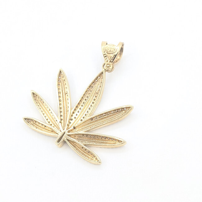 Pendant Flower Leaf CZ Stones 10ky 1.5x1.5" 7.45g 126020025