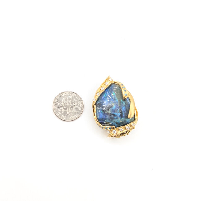 Pendant Custom .45ctw Round Diamonds 39.46ct Australian Opal 18ky 1.4x1" 18.8g 126020038