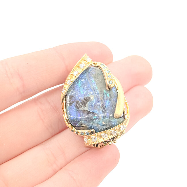 Pendant Custom .45ctw Round Diamonds 39.46ct Australian Opal 18ky 1.4x1" 18.8g 126020038