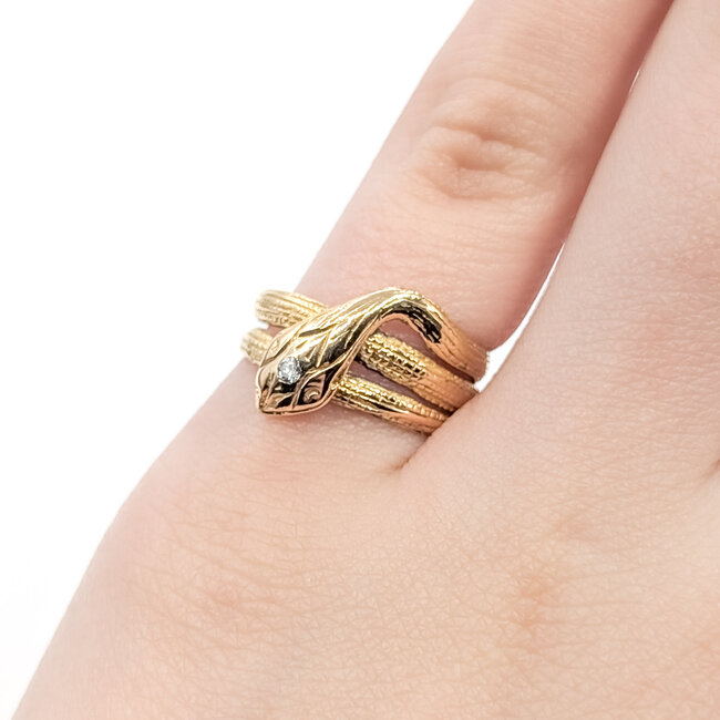 Ring Snake .03ctw Round Diamonds 18ky 14mm Sz5.25 4.16g 126020015