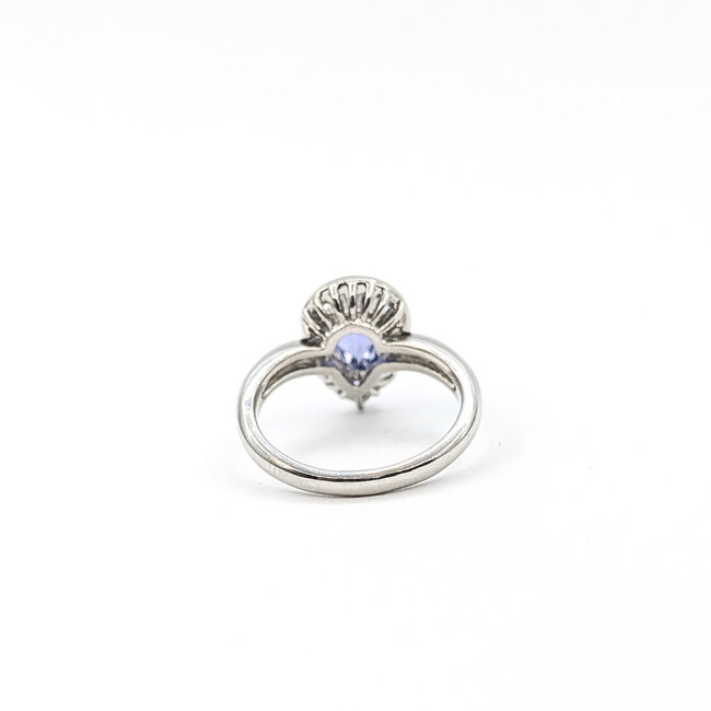 Ring Halo Tear Drop .40ctw Round & Baguette Diamonds 1.37ct Purple Tanzanite pt900 2.5mm Sz6 7.3g 126020030