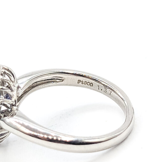 Ring Halo Tear Drop .40ctw Round & Baguette Diamonds 1.37ct Purple Tanzanite pt900 2.5mm Sz6 7.3g 126020030