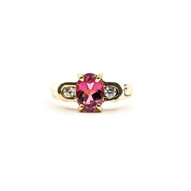 Ring 3-Stone .10ctw Round Diamonds 1.25ct Pink Tourmaline 14ky 3.75mm Sz5.5 3.9g 226020015