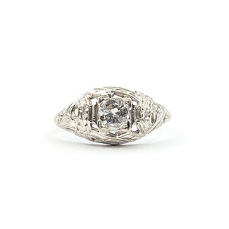 Ring Milgrain Filigree .33ct Old Euro Diamond 18kw 8.5mm Sz5 2.2g 226020013