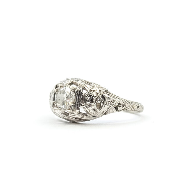 Ring Milgrain Filigree .33ct Old Euro Diamond 18kw 8.5mm Sz5 2.2g 226020013