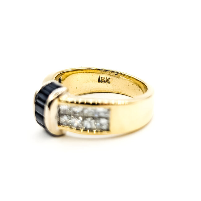 Ring 1.00ctw Princess Diamonds .80ctw Blue Sapphire 18ky 6.5mm Sz6.5 8.6g 226020014