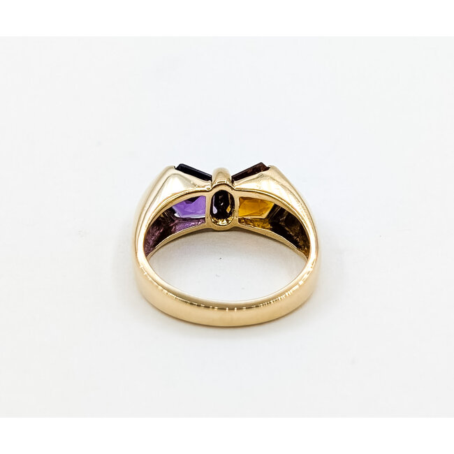 Ring Bow .02ctw Round Diamonds 3ctw Amethyst & Citrine 14ky 6.65mm Sz6.25 5g 226020016