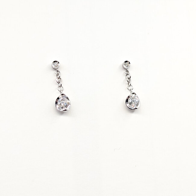 Earrings Stud Dangle 0.434ctw Round Diamonds 18kw .6x.15" 1.75g 126020024