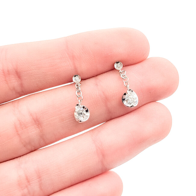Earrings Stud Dangle 0.434ctw Round Diamonds 18kw .6x.15" 1.75g 126020024