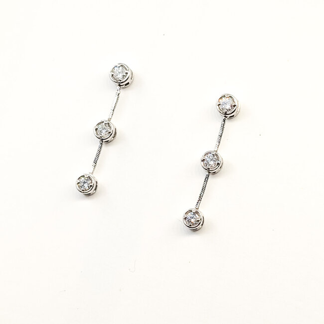 Earrings Stud Dangle 0.5ctw Round Diamonds 18kw 1.1" 2.36g 126020022
