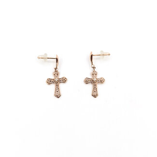Earrings Stud Cross .02ctw Round Diamonds 10kr 1x.5" 1.5g 126020020