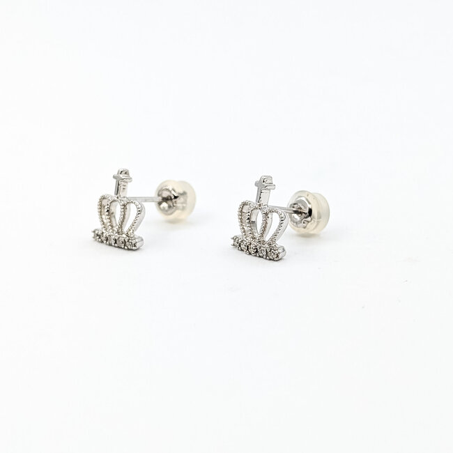Earrings Stud Crown .05ctw Round Diamonds 18kw .4x.4" 1.49g 126020023