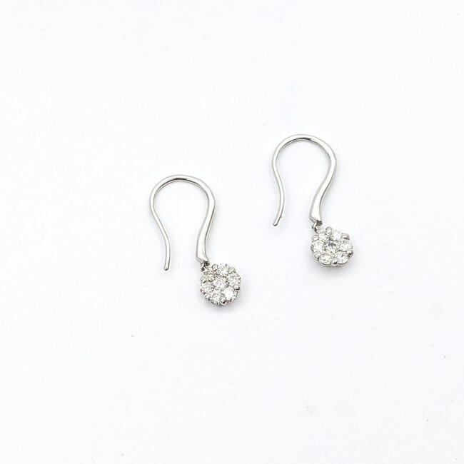 Earrings French Hook Drop 0.5ctw Round Diamonds 18kw .75x.25" 1.63g 126020021