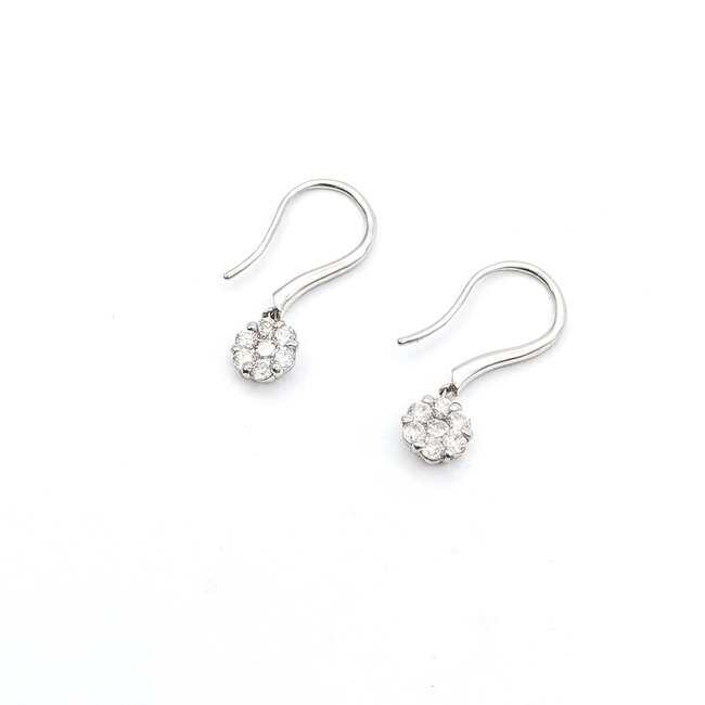 Earrings French Hook Drop 0.5ctw Round Diamonds 18kw .75x.25" 1.63g 126020021