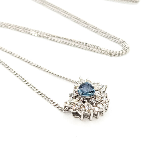 Pendant Drop W/Chain .29ctw Round & Marquise Diamonds .27ct Color Changing Alexandrite 18kw 14.5-15.5" 3.12g 126020035