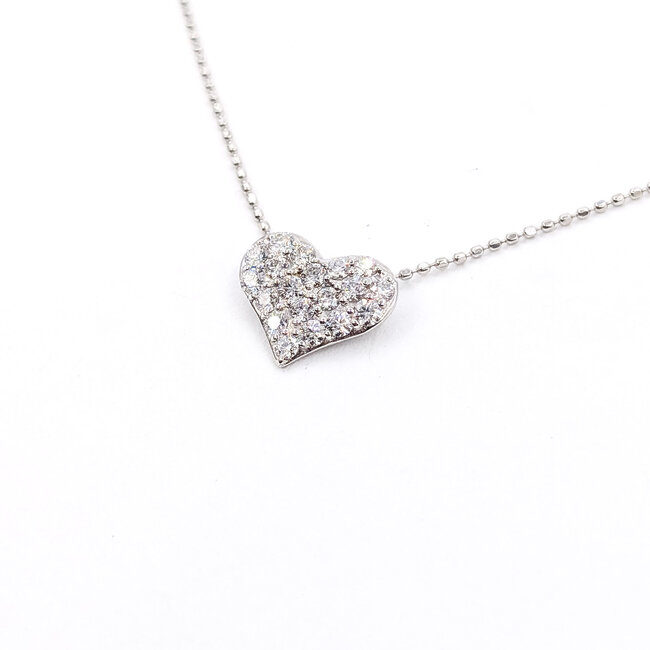 Necklace Heart 0.4ctw Round Diamonds 18kw 11.5x10mm 15-17.5" 2.73g 126020040