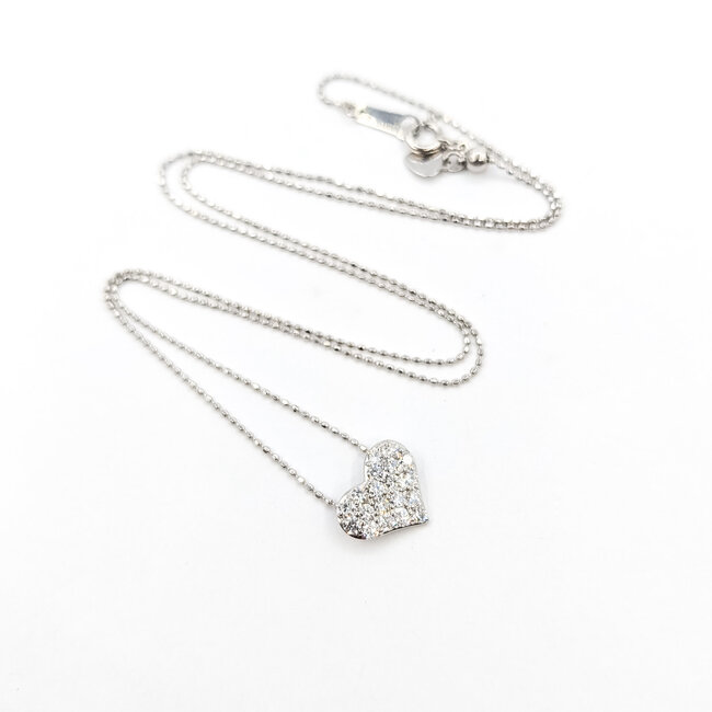 Necklace Heart 0.4ctw Round Diamonds 18kw 11.5x10mm 15-17.5" 2.73g 126020040